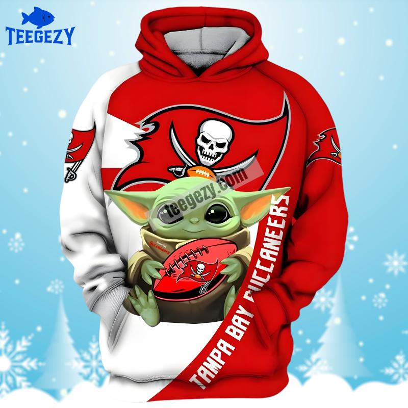 Tampa Bay Buccaneers Baby Yoda Star Wars Red White 3D Hoodie Tampa Bay Buccaneers Baby Yoda Star Wars Red White 3D Hoodie