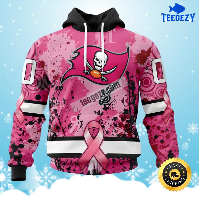 Tampa Bay Buccaneers Breast Cancer Pink Black Zip Up Personalized 3D Hoodie Tampa Bay Buccaneers Breast Cancer Pink Black Zip Up Personalized 3D Hoodie