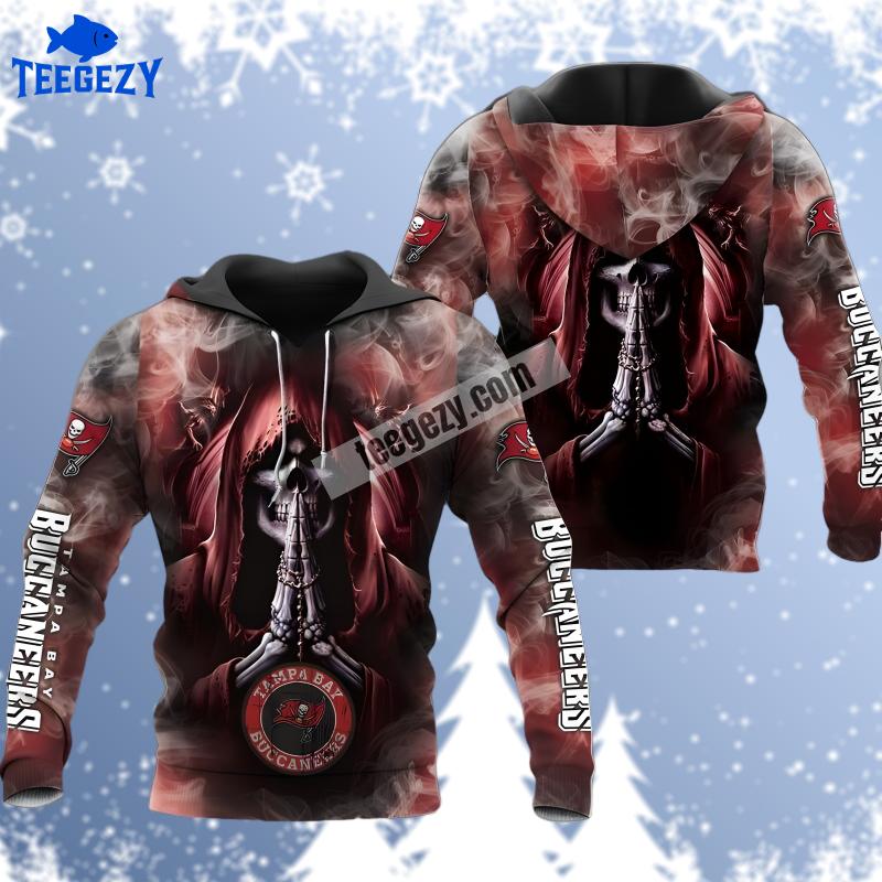Tampa Bay Buccaneers Death Smoke Black Red 3D Hoodie Tampa Bay Buccaneers Death Smoke Black Red 3D Hoodie