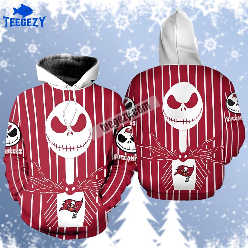 Tampa Bay Buccaneers Jack Skellington Halloween Red White 3D Hoodie Tampa Bay Buccaneers Jack Skellington Halloween Red White 3D Hoodie