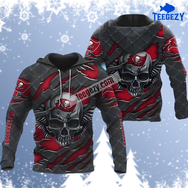 Tampa Bay Buccaneers Skull Crack Grey Red Pullover 3D Hoodie Tampa Bay Buccaneers Skull Crack Grey Red Pullover 3D Hoodie