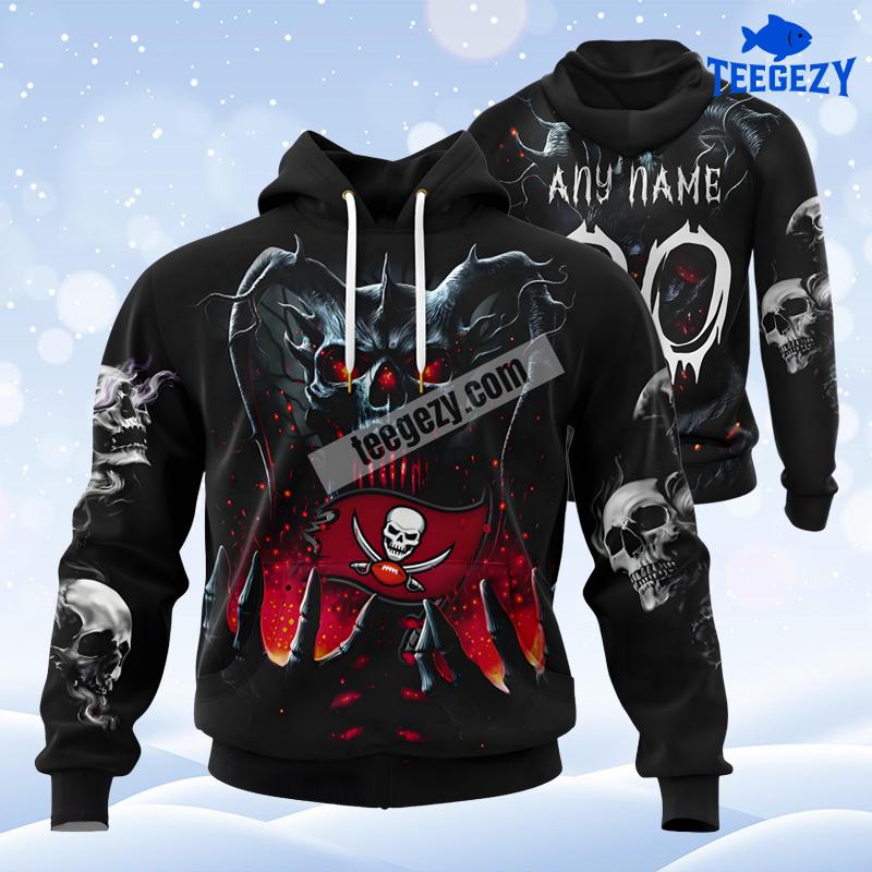 Tampa Bay Buccaneers Skull 3D Hoodie White Red Tampa Bay Buccaneers Skull 3D Hoodie White Red