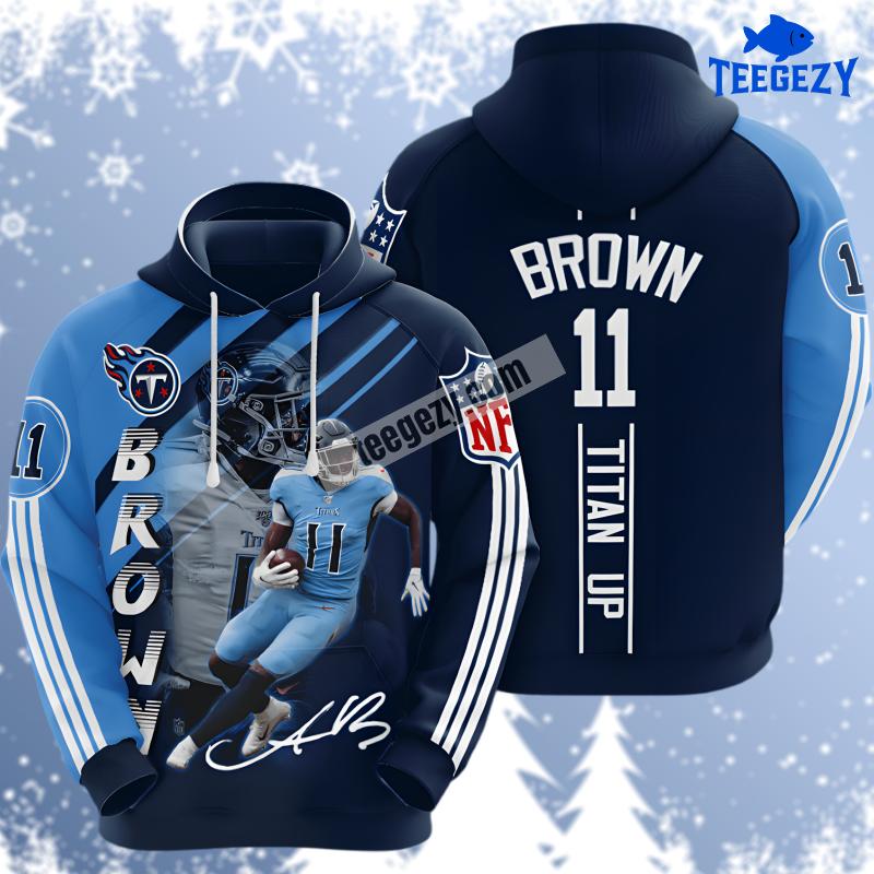Tennessee Titans Aj Star Player 3D Hoodie Brown Blue