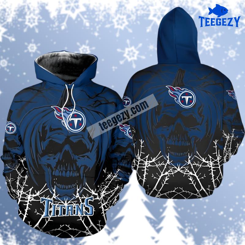 Tennessee Titans Spooky Pumpkin Skull Blue 3D Womens Hoodie Tennessee Titans Spooky Pumpkin Skull Blue 3D Womens Hoodie