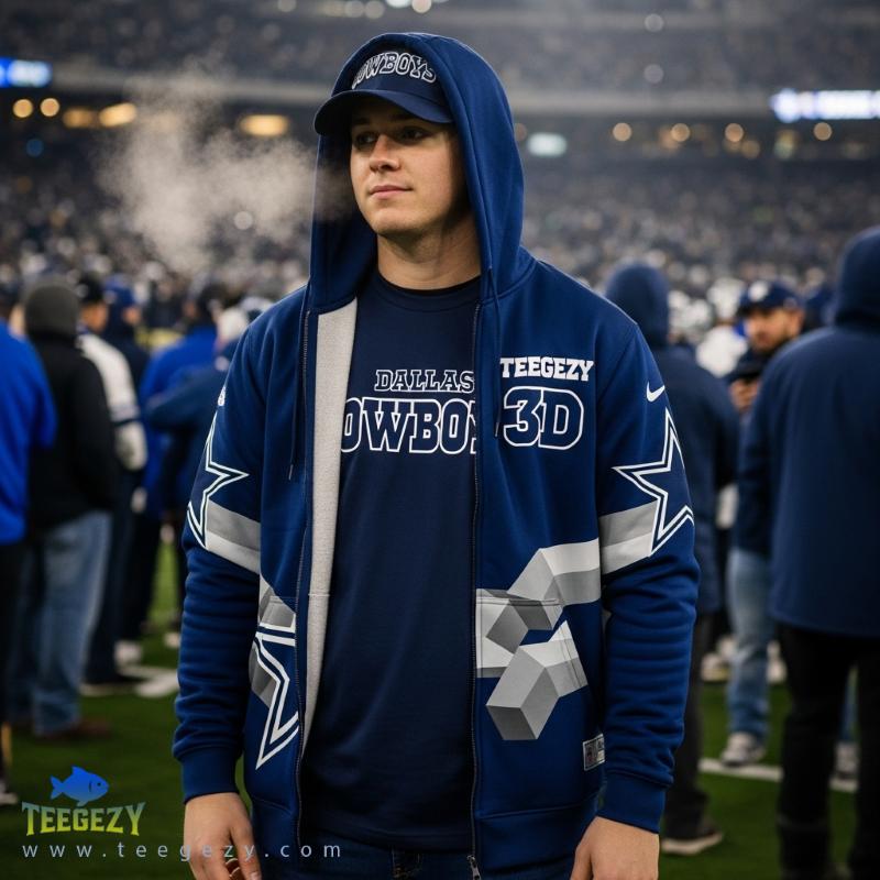 Dallas Cowboys T-Shirt Layered With Hoodie for Game Day Dallas Cowboys T-Shirt Layered With Hoodie for Game Day
