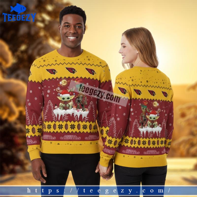 Arizona Cardinals Baby Yoda Groot Yellow Big And Tall Ugly Christmas Sweater Arizona Cardinals Baby Yoda Groot Yellow Big And Tall Ugly Christmas Sweater