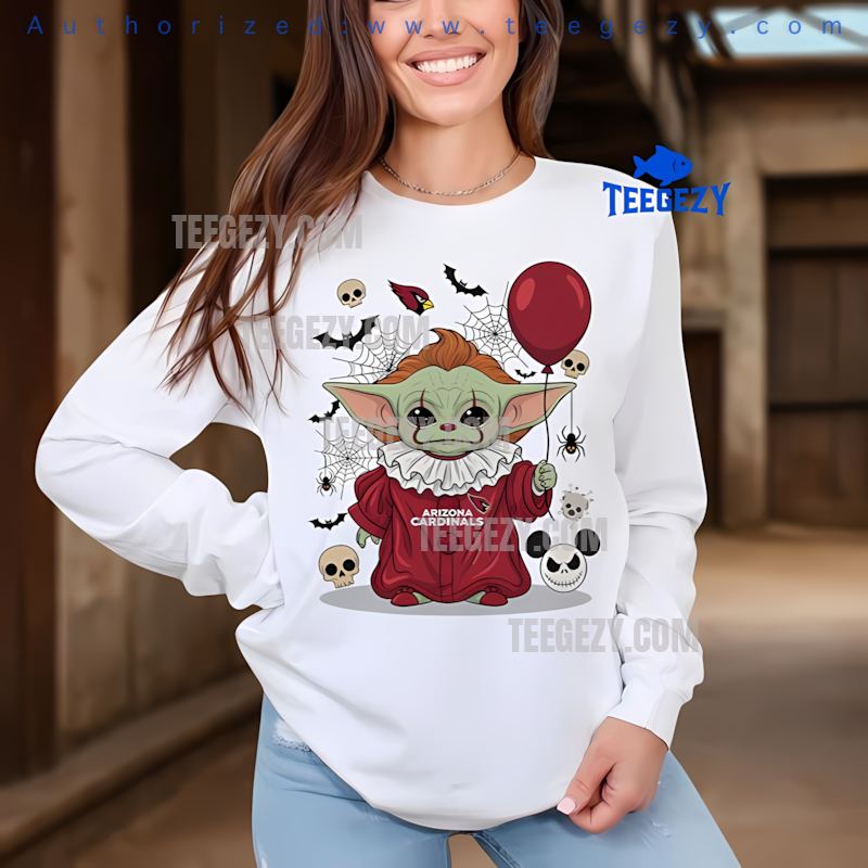 Arizona Cardinals Baby Yoda Pennywise Halloween Costume Long Sleeve Arizona Cardinals Baby Yoda Pennywise Halloween Costume Long Sleeve