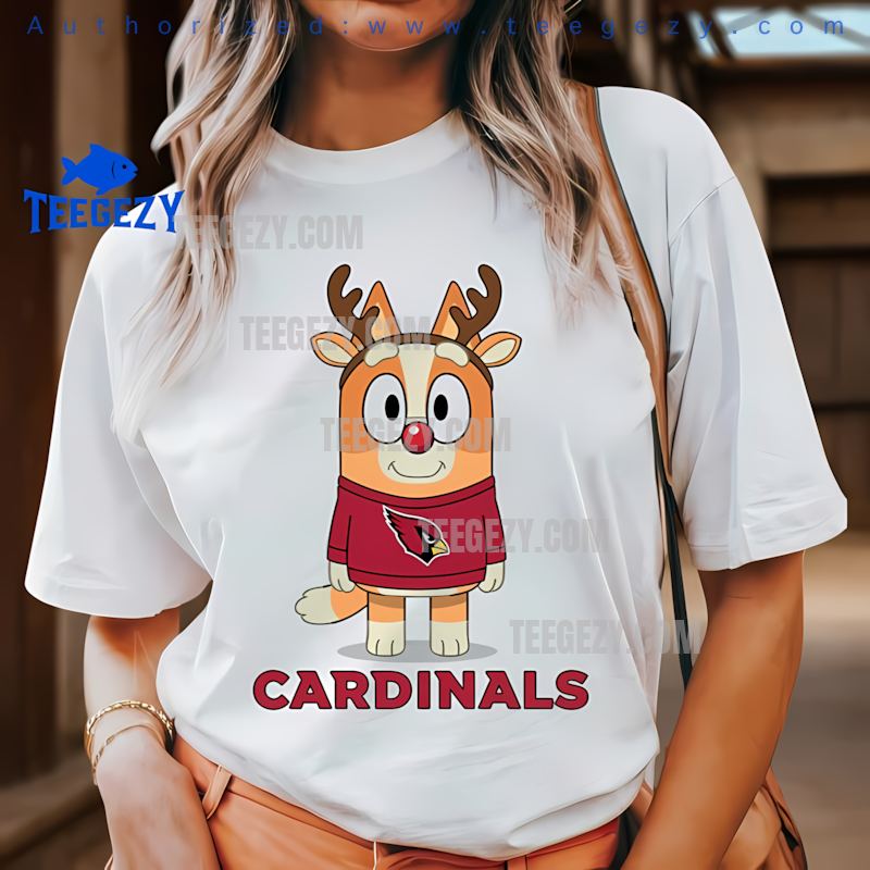 Arizona Cardinals Bluey Christmas Santa Hat Cozy Tee
