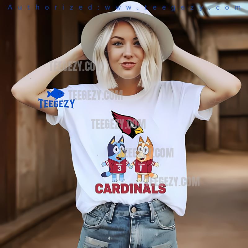 Arizona Cardinals Bluey And Bingo Holding Hands Holiday Shirt