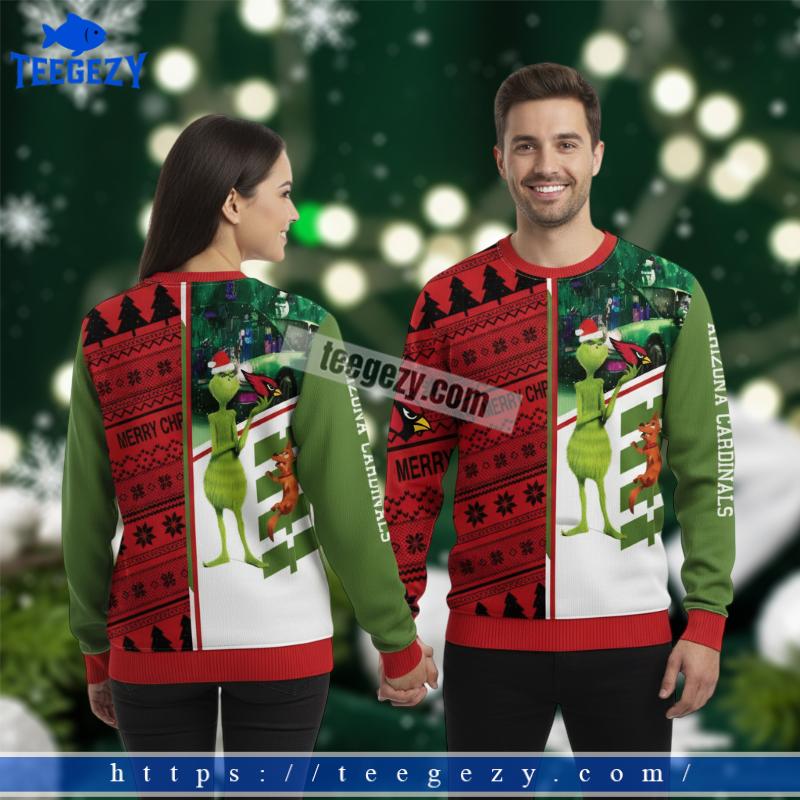 Arizona Cardinals Grinch Dog Logo Red Ugly Cardigan Christmas Sweater Arizona Cardinals Grinch Dog Logo Red Ugly Cardigan Christmas Sweater