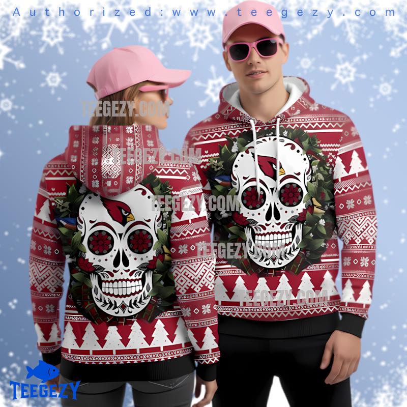 Arizona Cardinals Skull Floral 3D Ugly Hoodie Youth Arizona Cardinals Skull Floral 3D Ugly Hoodie Youth