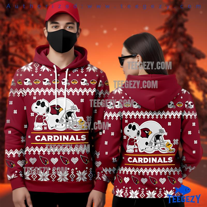 Arizona Cardinals Snoopy 3D Ugly Hoodie Youth Arizona Cardinals Snoopy 3D Ugly Hoodie Youth