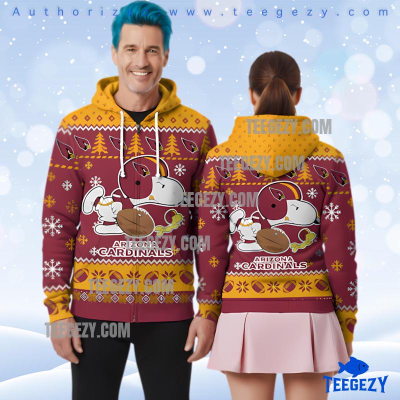 Arizona Cardinals Snoopy Peanuts 3D Ugly Hoodie Printed Arizona Cardinals Snoopy Peanuts 3D Ugly Hoodie Printed