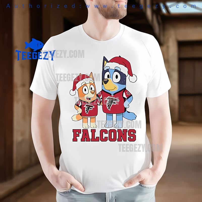 Atlanta Falcons Bluey And Bingo Classic Christmas Tee