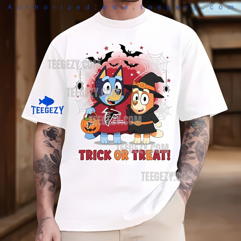 Atlanta Falcons Bluey And Bingo Trick Or Treat Halloween Shirt