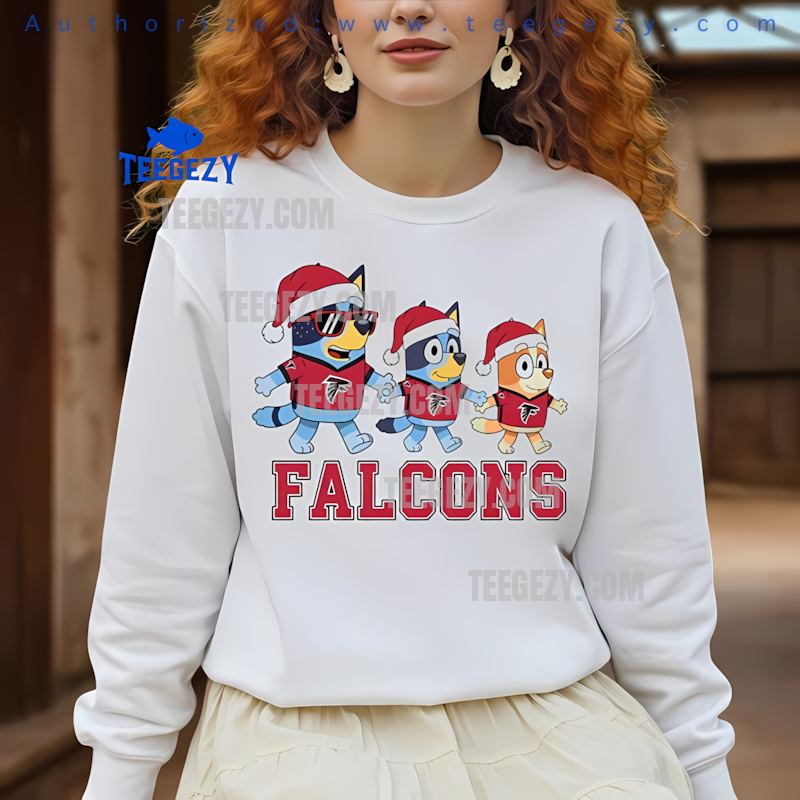 Atlanta Falcons Bluey Family Santa Parade Holiday Long Sleeve Atlanta Falcons Bluey Family Santa Parade Holiday Long Sleeve