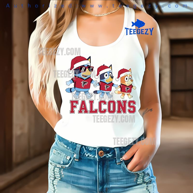 Atlanta Falcons Bluey Family Santa Parade Holiday Tanktop Atlanta Falcons Bluey Family Santa Parade Holiday Tanktop