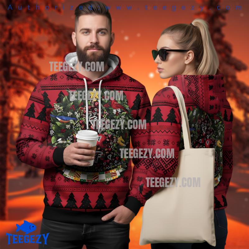Atlanta Falcons Christmas Tree Wreath 3D Ugly Hoodie Women