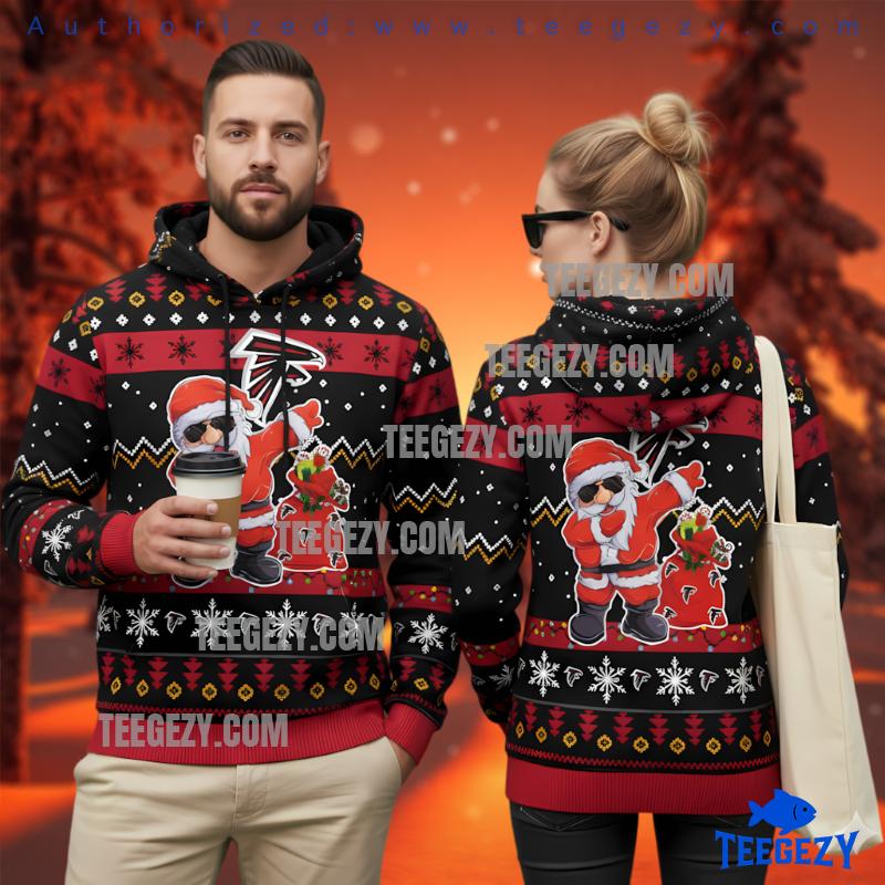 Atlanta Falcons Dabbing Santa Claus 3D Ugly Hoodie Women