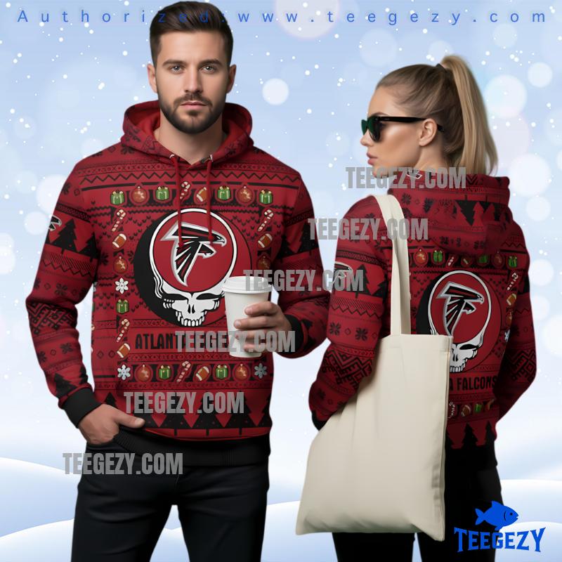 Atlanta Falcons Grateful Dead Skull 3D Ugly Hoodie Youth