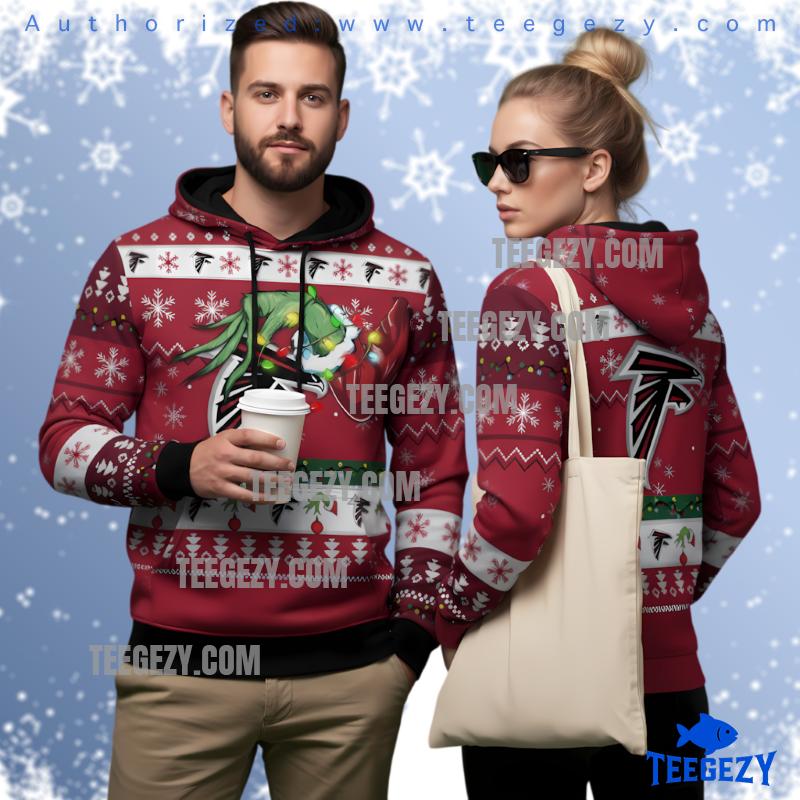 Atlanta Falcons Grinch Hold Logo 3D Ugly Hoodie Printed