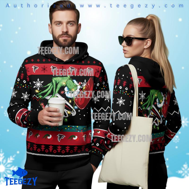 Atlanta Falcons Grinch Stole 3D Ugly Hoodie Women