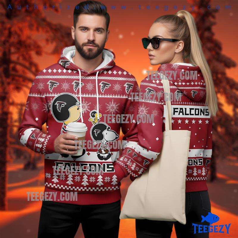 Atlanta Falcons Peanuts Charlie Brown Snoopy 3D Ugly Hoodie Print
