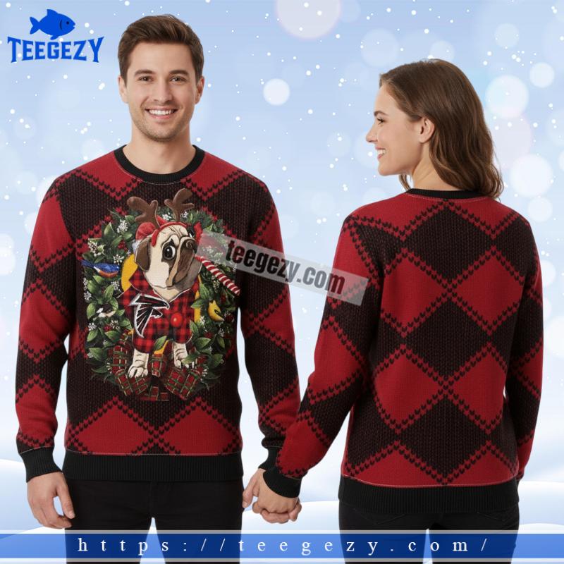 Atlanta Falcons Pug Dog Dad Mom Red Ladies Ugly Sweater Atlanta Falcons Pug Dog Dad Mom Red Ladies Ugly Sweater