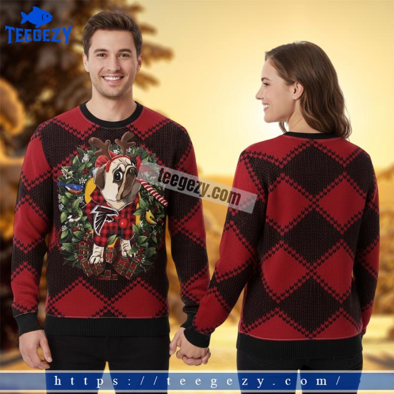 Atlanta Falcons Pug Dog Dad Mom Red Ladies Ugly Sweater Atlanta Falcons Pug Dog Dad Mom Red Ladies Ugly Sweater