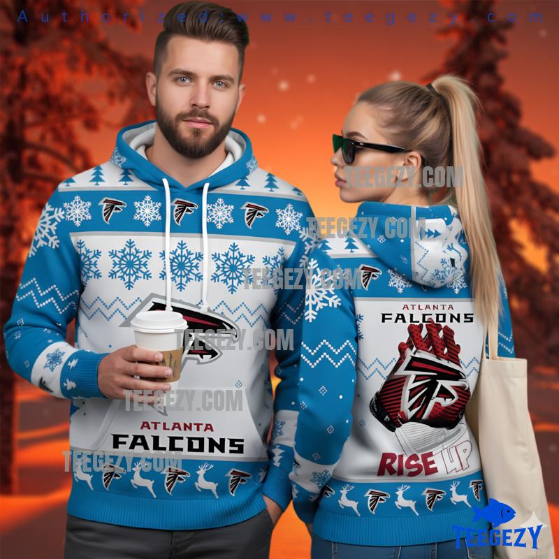 Atlanta Falcons Rise Up Snowflake 3D Ugly Hoodie Men