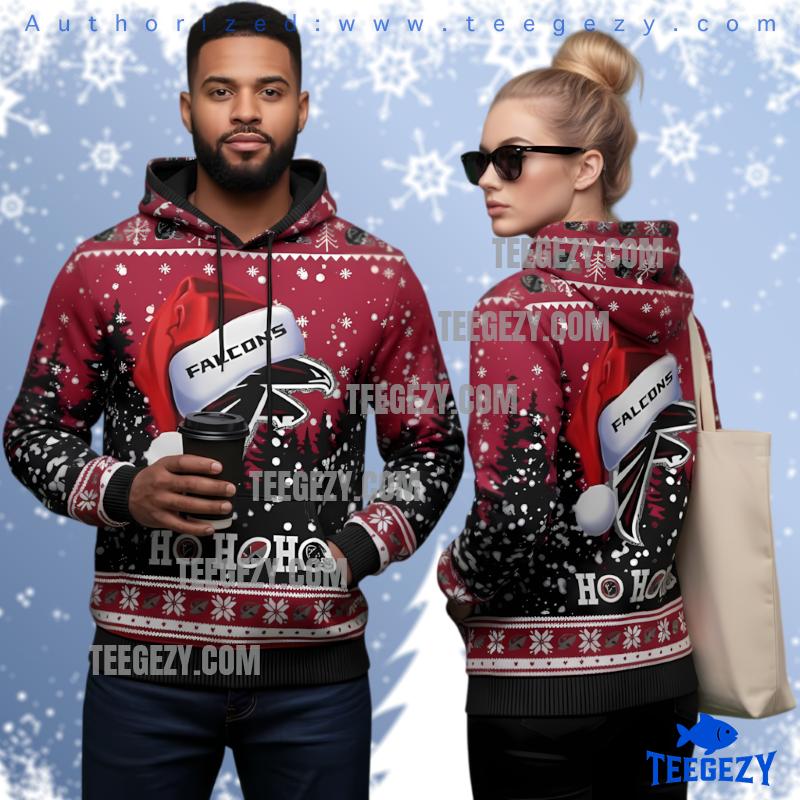 Atlanta Falcons Santa Hat Ugly Christmas Hoodie
