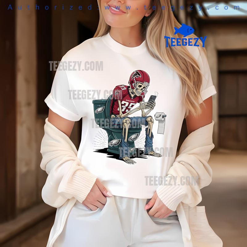 Atlanta Falcons Skeleton Toilet Eagles Rivalry Tee