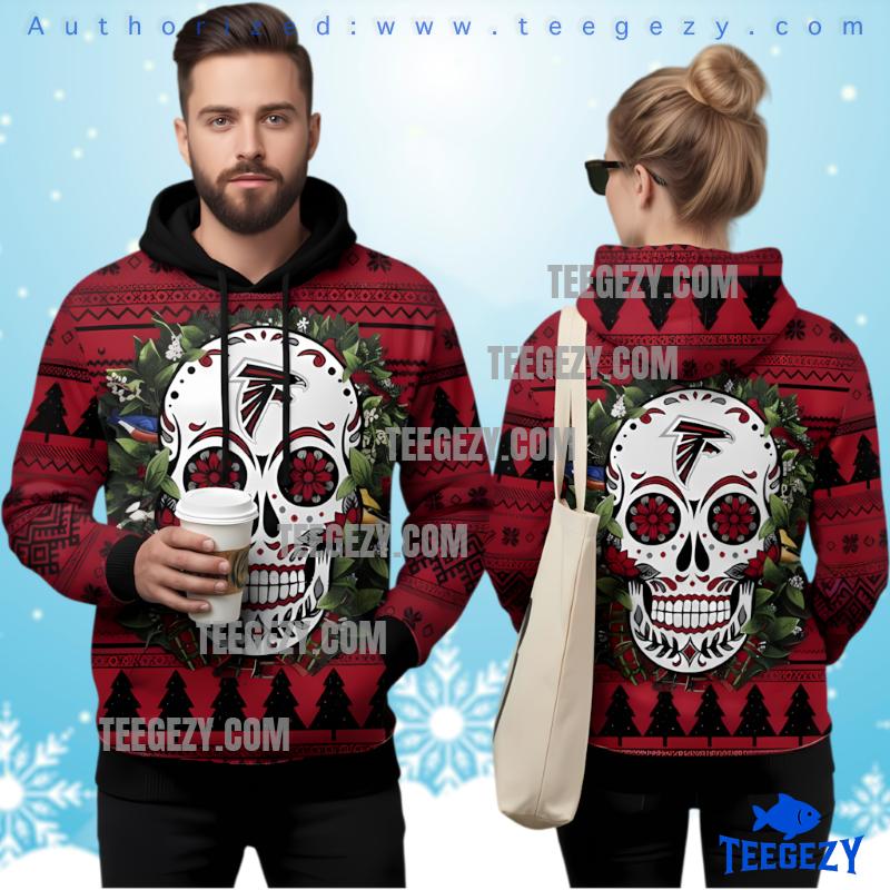 Atlanta Falcons Skull Floral 3D Ugly Hoodie Men