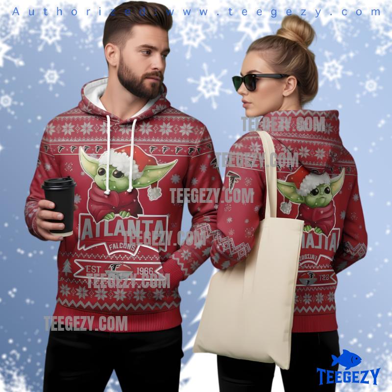 Atlanta Falcons Star Wars Grogu 3D Ugly Hoodie Youth