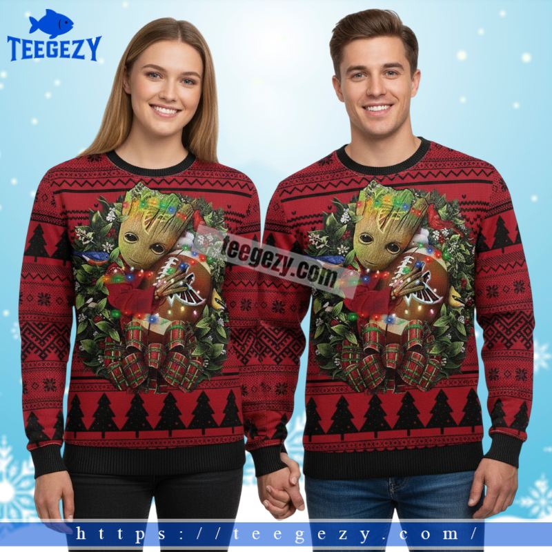 Baby Yoda Atlanta Falcons Cheap Ugly Sweater Red Baby Yoda Atlanta Falcons Cheap Ugly Sweater Red