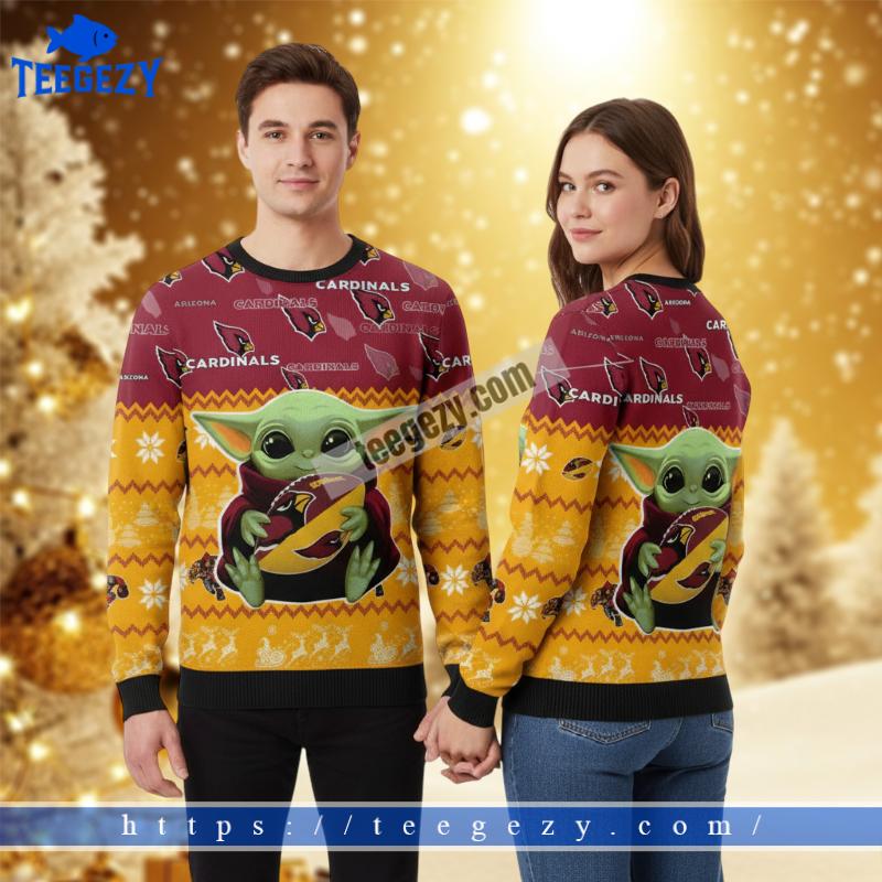 Baby Yoda Arizona Cardinals Ball Red Couples Ugly Christmas Sweater Baby Yoda Arizona Cardinals Ball Red Couples Ugly Christmas Sweater