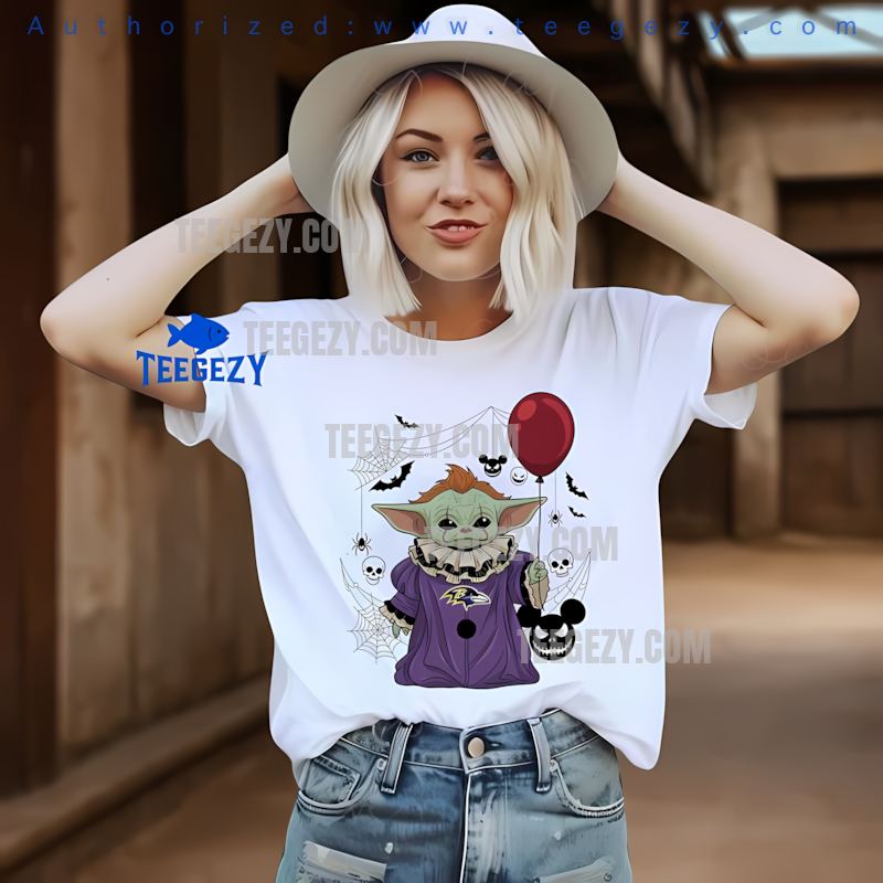 Baltimore Ravens Baby Yoda Pennywise Halloween Costume Shirt
