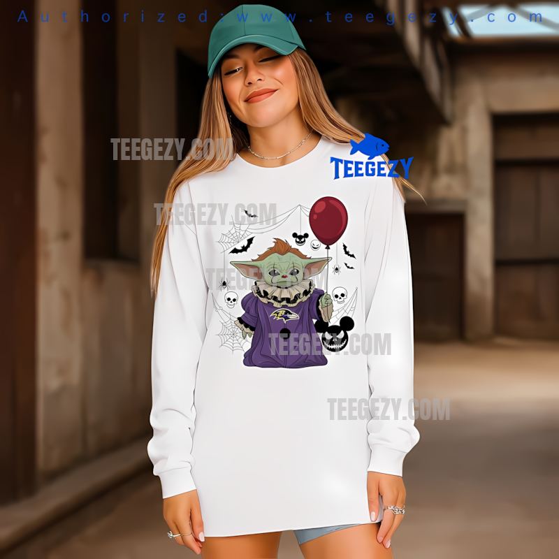 Baltimore Ravens Baby Yoda Pennywise Halloween Costume Long Sleeve Baltimore Ravens Baby Yoda Pennywise Halloween Costume Long Sleeve