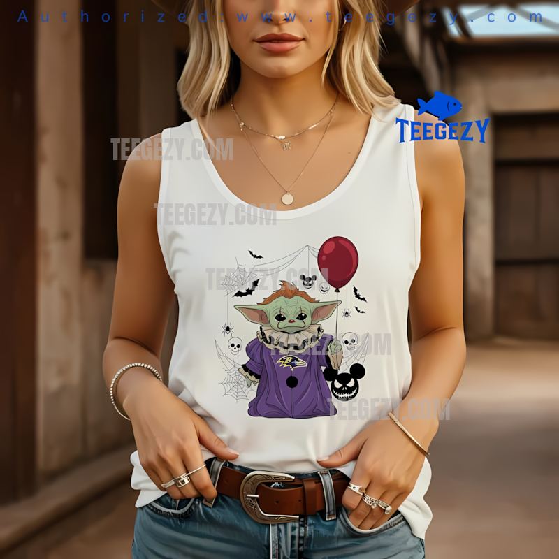 Baltimore Ravens Baby Yoda Pennywise Halloween Costume Tanktop Baltimore Ravens Baby Yoda Pennywise Halloween Costume Tanktop