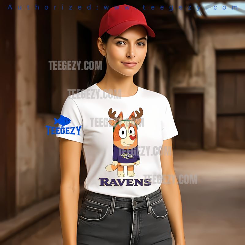 Baltimore Ravens Bingo Reindeer Festive Christmas Tee