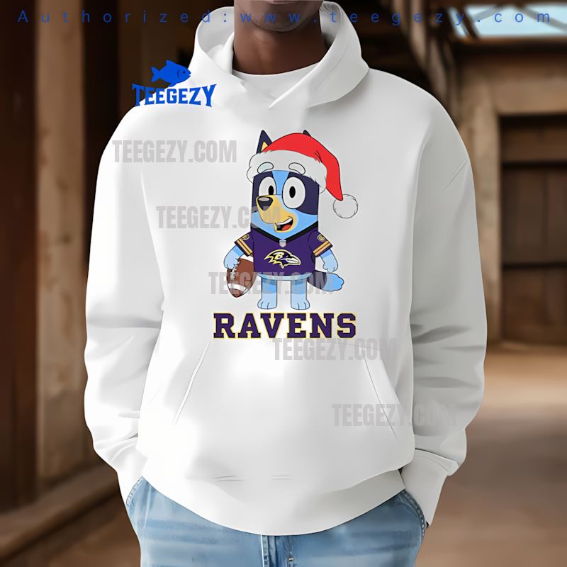 Baltimore Ravens Bluey Christmas Santa Hat Cozy Hoodie Baltimore Ravens Bluey Christmas Santa Hat Cozy Hoodie