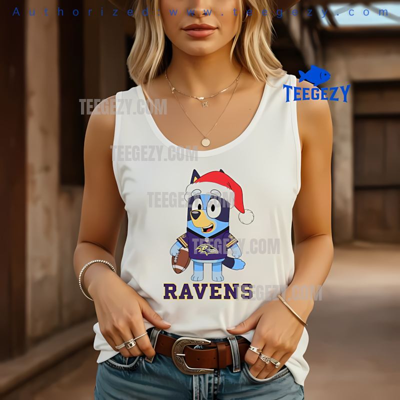 Baltimore Ravens Bluey Christmas Santa Hat Cozy Tanktop Baltimore Ravens Bluey Christmas Santa Hat Cozy Tanktop