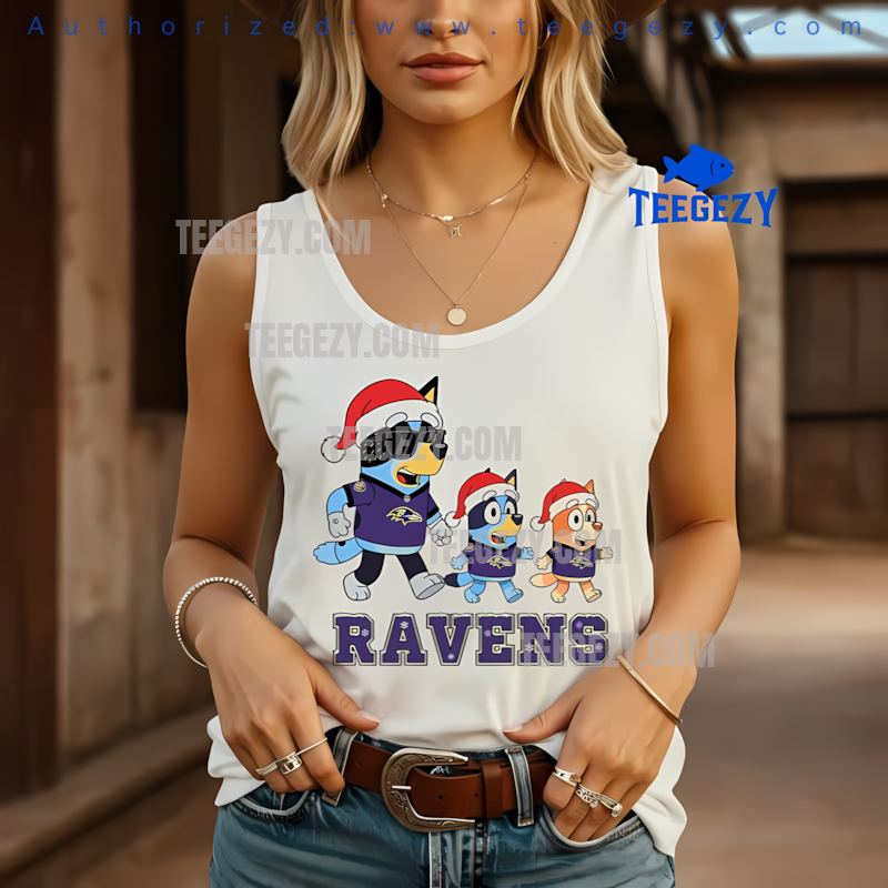 Baltimore Ravens Bluey Family Santa Parade Holiday Tanktop Baltimore Ravens Bluey Family Santa Parade Holiday Tanktop