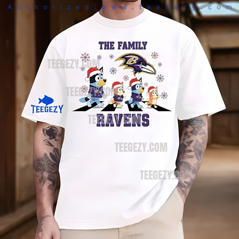 Baltimore Ravens Bluey Family Snowflake Christmas Shirt