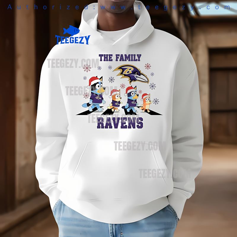 Baltimore Ravens Bluey Family Snowflake Christmas Hoodie Baltimore Ravens Bluey Family Snowflake Christmas Hoodie