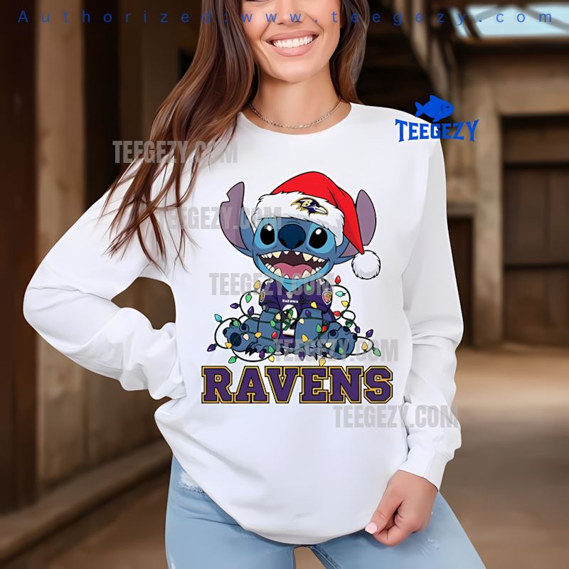 Baltimore Ravens Christmas Stitch Holiday Lights Long Sleeve Baltimore Ravens Christmas Stitch Holiday Lights Long Sleeve