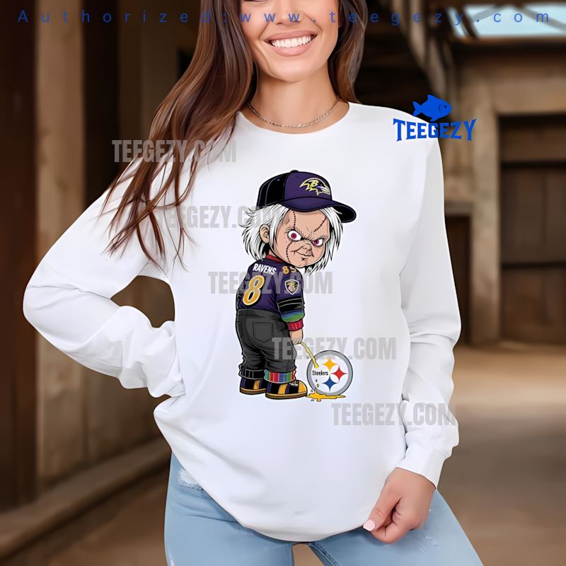 Baltimore Ravens Chucky SLong Sleevelers Rivalry Spooky Shirt Baltimore Ravens Chucky SLong Sleevelers Rivalry Spooky Shirt