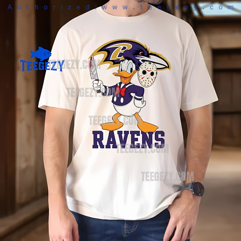 Baltimore Ravens Donald Duck Jason Mask Halloween Shirt