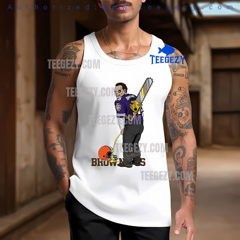 Baltimore Ravens Leatherface Cleveland Browns Rivalry Tanktop Baltimore Ravens Leatherface Cleveland Browns Rivalry Tanktop
