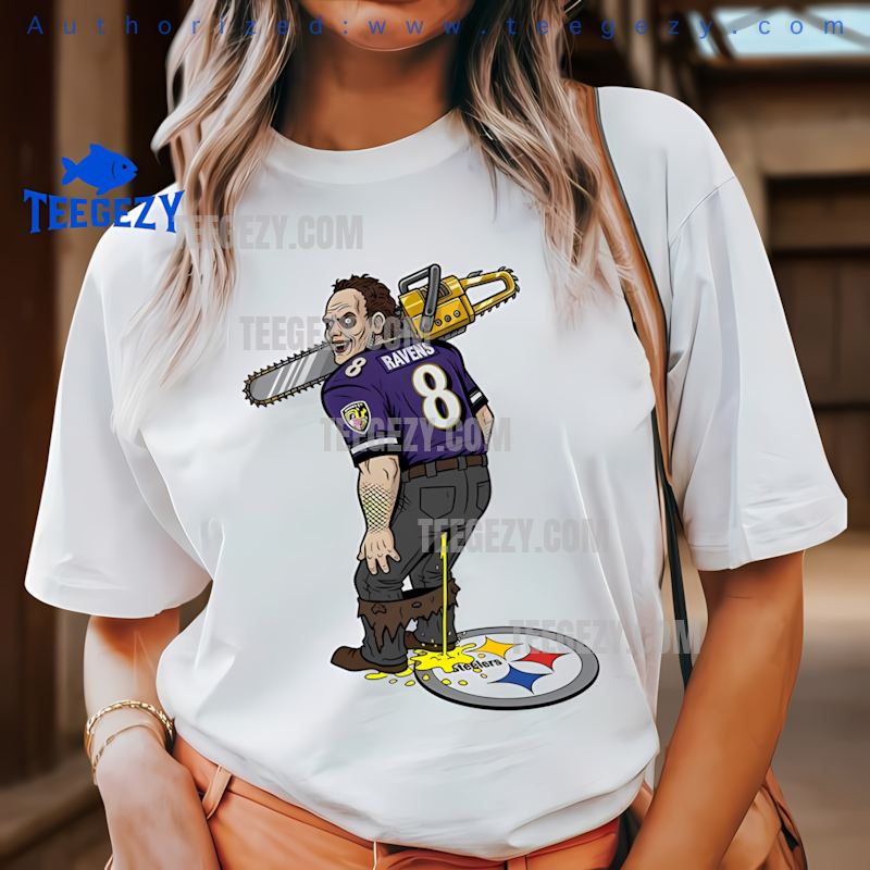 Baltimore Ravens Leatherface Steelers Rivalry Halloween Tee